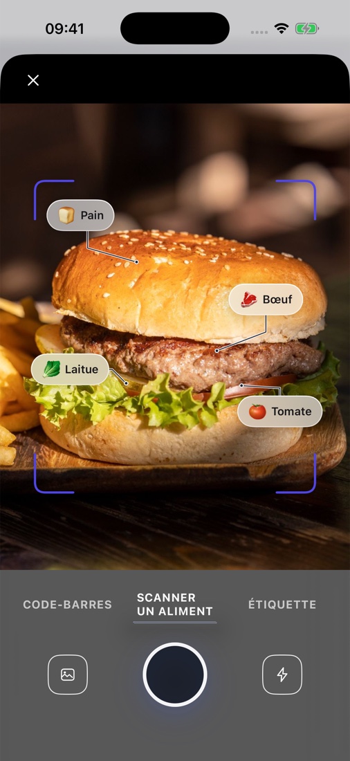 Caméra MacroUp avec un exemple de reconnaissance alimentaire
